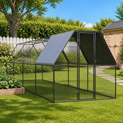2x8x2m Galvanised Steel Outdoor Chicken Enclosure