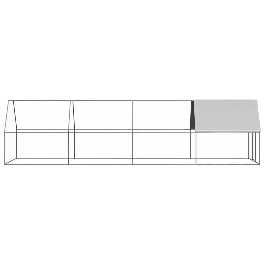 Chicken Run Enclosure Outdoor Use Galvanised Steel 2m x 8m with Water Resistant Roof