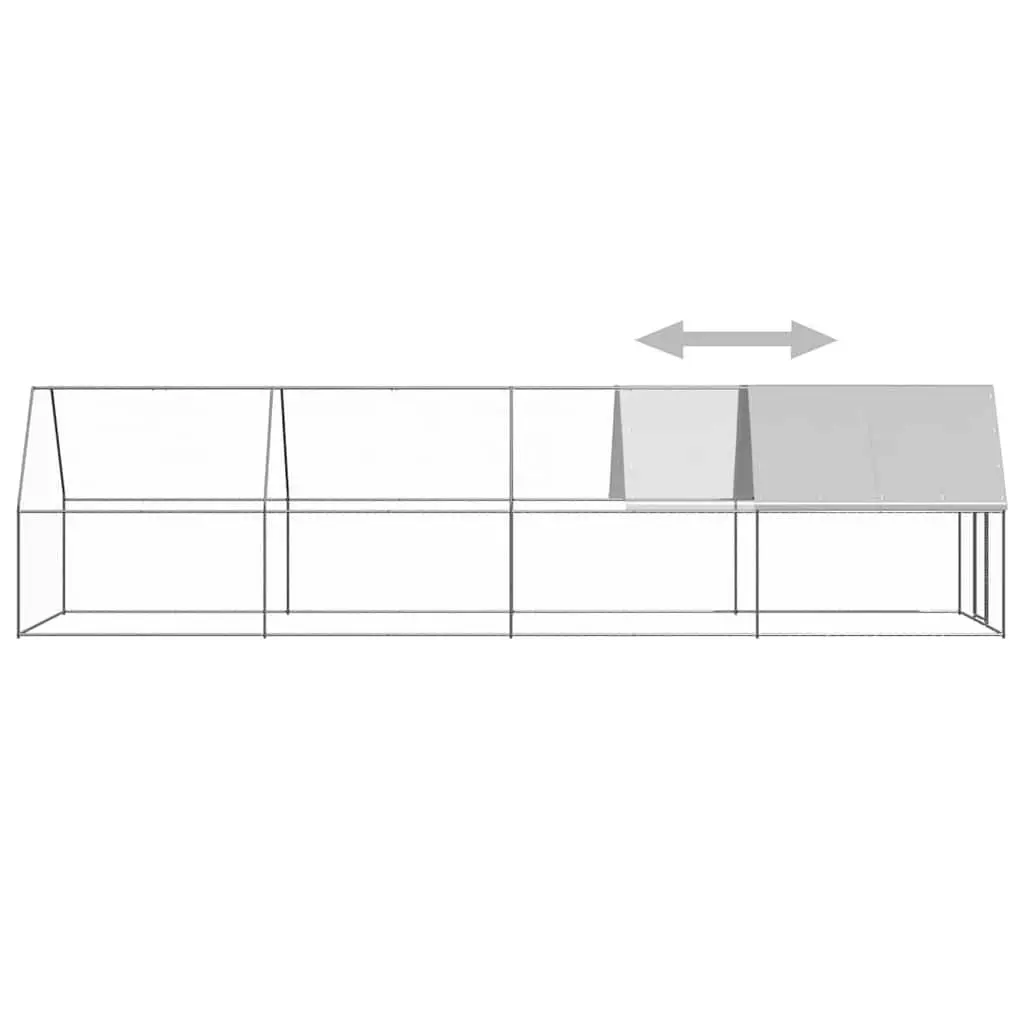 Chicken Run Enclosure Outdoor Use Galvanised Steel 2m x 8m with Water Resistant Roof