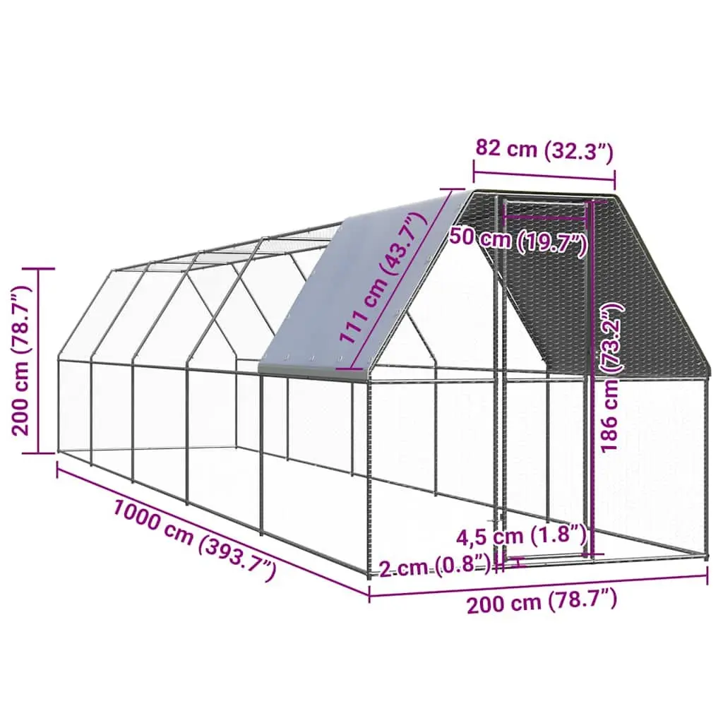 Outdoor Chicken Cage Run 2x10x2m