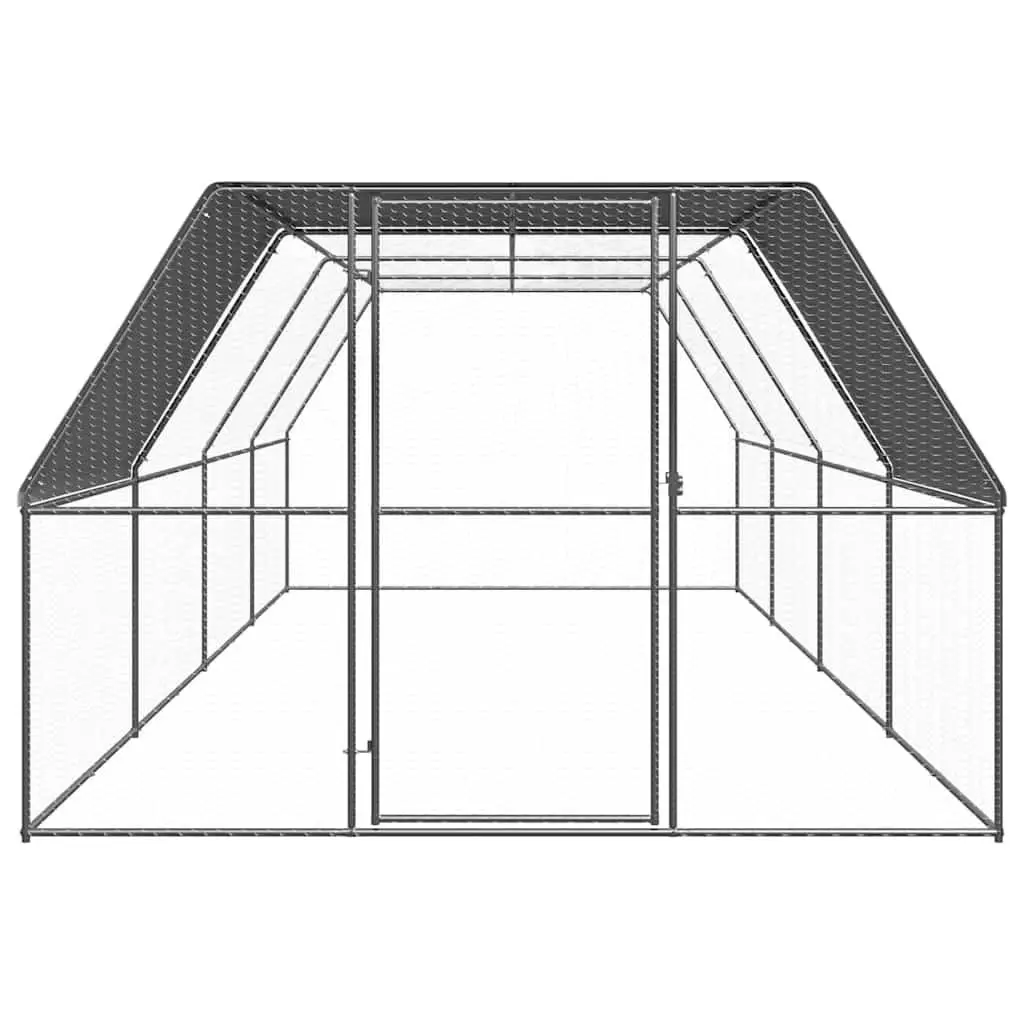 Outdoor Chicken Cage Run Galvanised Steel Enclosure for Small Animals 3 x 8 x 2 m