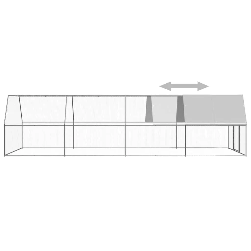 Outdoor Chicken Cage Run Galvanised Steel Enclosure for Small Animals 3 x 8 x 2 m