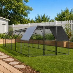 Dimensions: 3x12x2m Outdoor Chicken Cage with Steel Frame