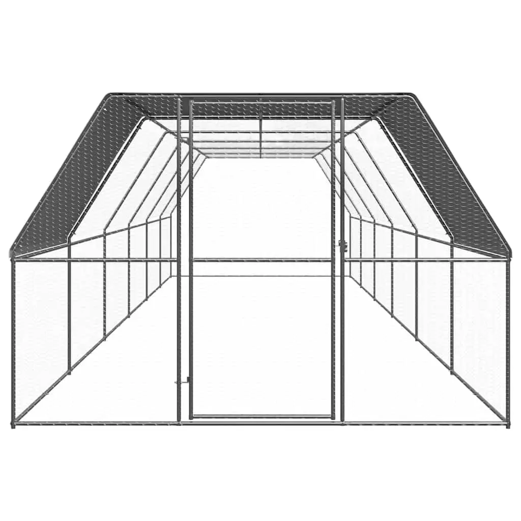 Outdoor Chicken Cage Run Enclosure for Small Animals 3x12x2m Galvanised Steel