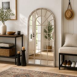 Mirror with Iron Frame Cream 90x45 cm Wall Mounted Indoor Decor Reflective