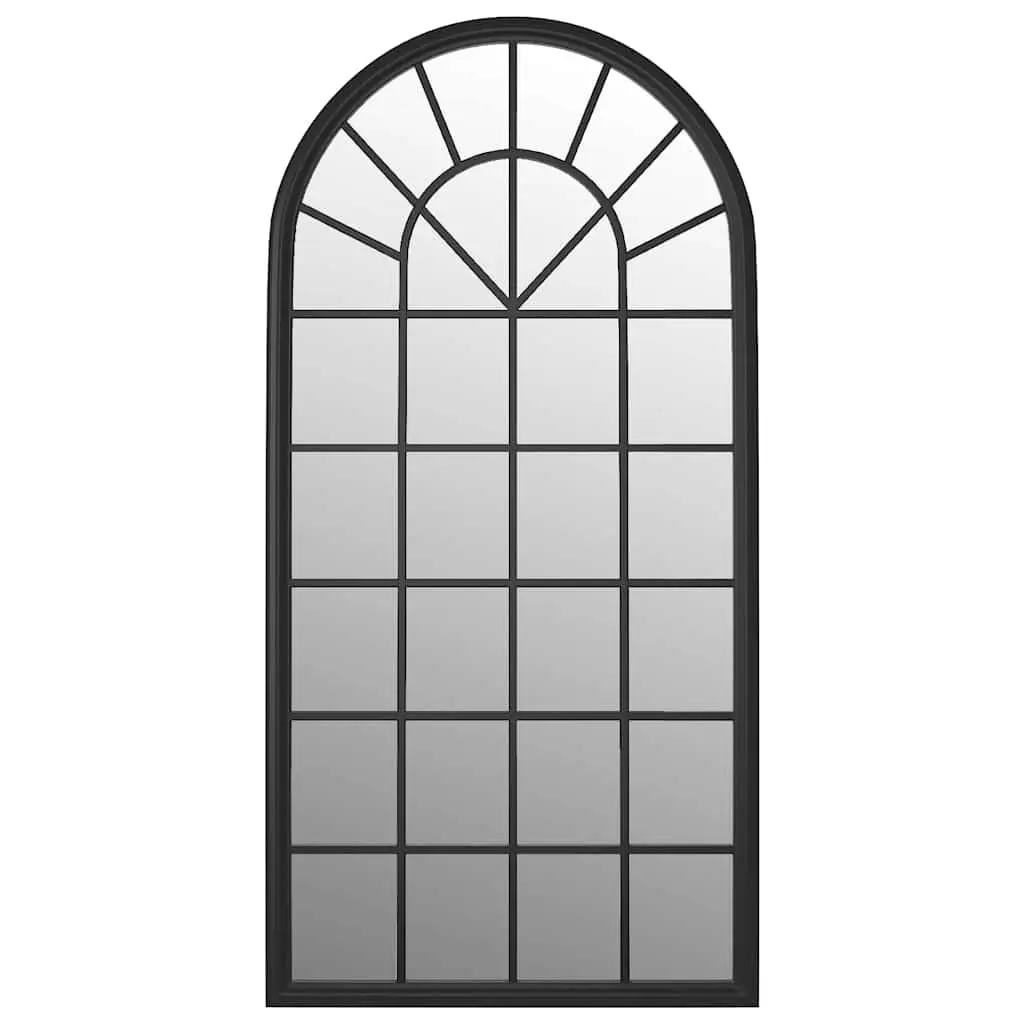 90x45 cm Black Iron Mirror with Rust Effect for Walls