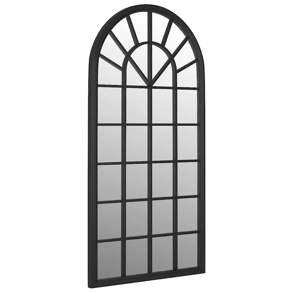 90x45 cm Black Iron Mirror with Rust Effect for Walls
