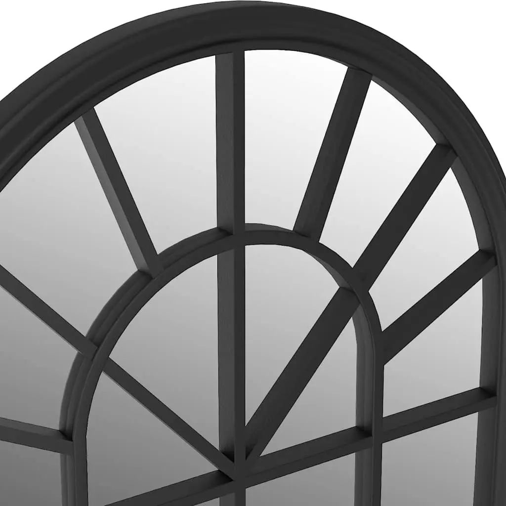 90x45 cm Black Iron Mirror with Rust Effect for Walls