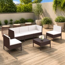 6-Piece Garden Lounge Set: Brown PE Rattan Outdoor Furniture