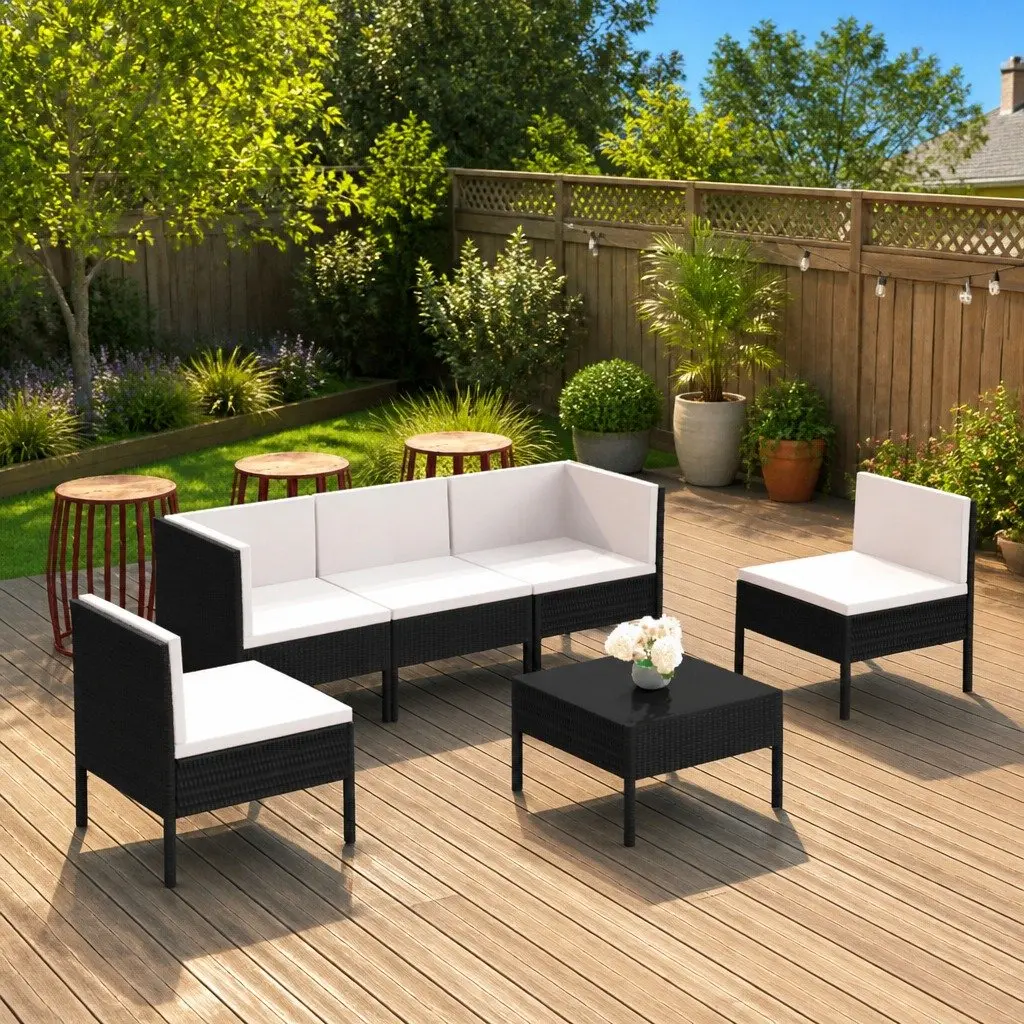 6-Piece Black Patio Lounge Set