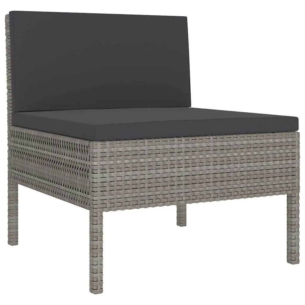 Patio Furniture Set 6 Piece Grey Rattan Lounge for Outdoor Relaxation with Cushions