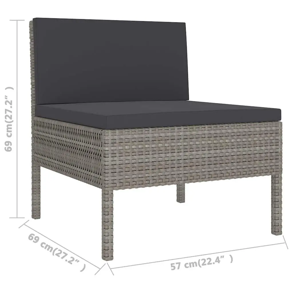 Patio Furniture Set 6 Piece Grey Rattan Lounge for Outdoor Relaxation with Cushions