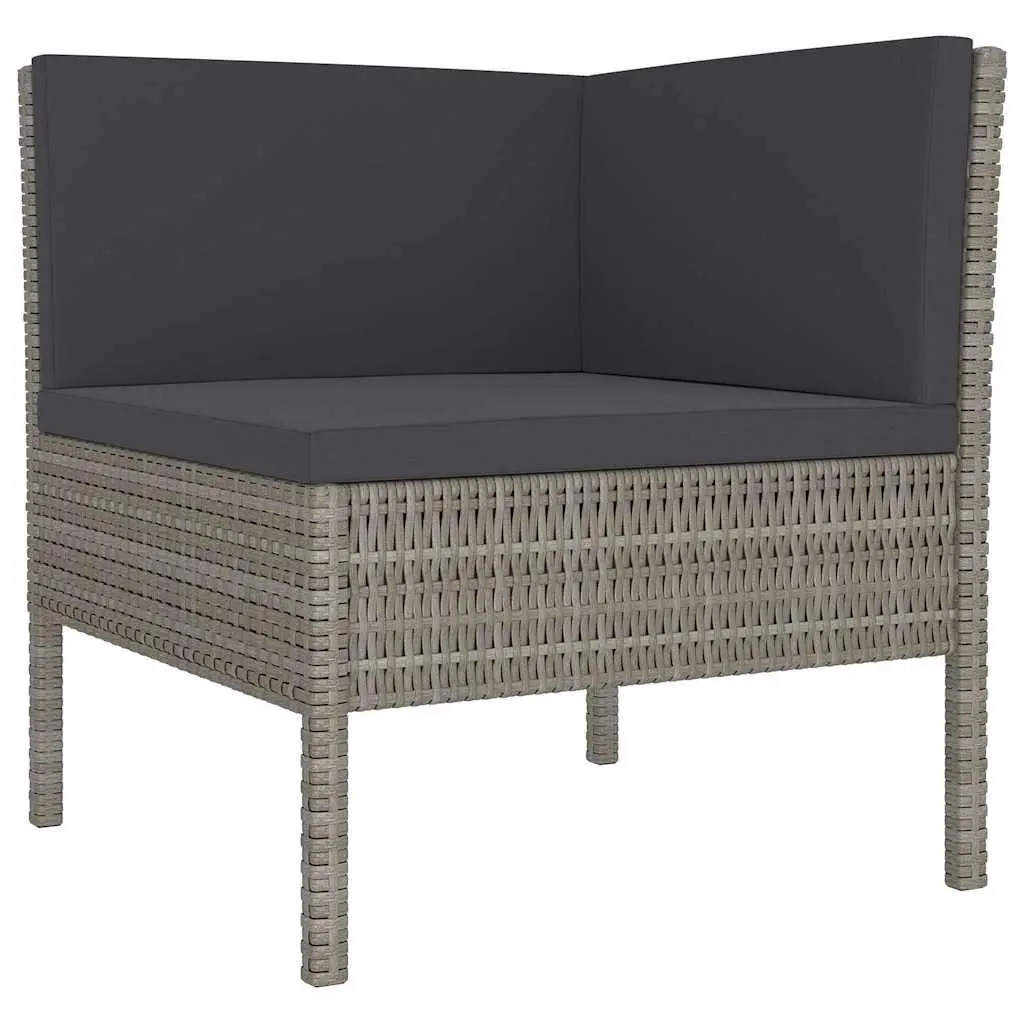 5-Piece Grey Lounge Set with PE Rattan and Steel Frame