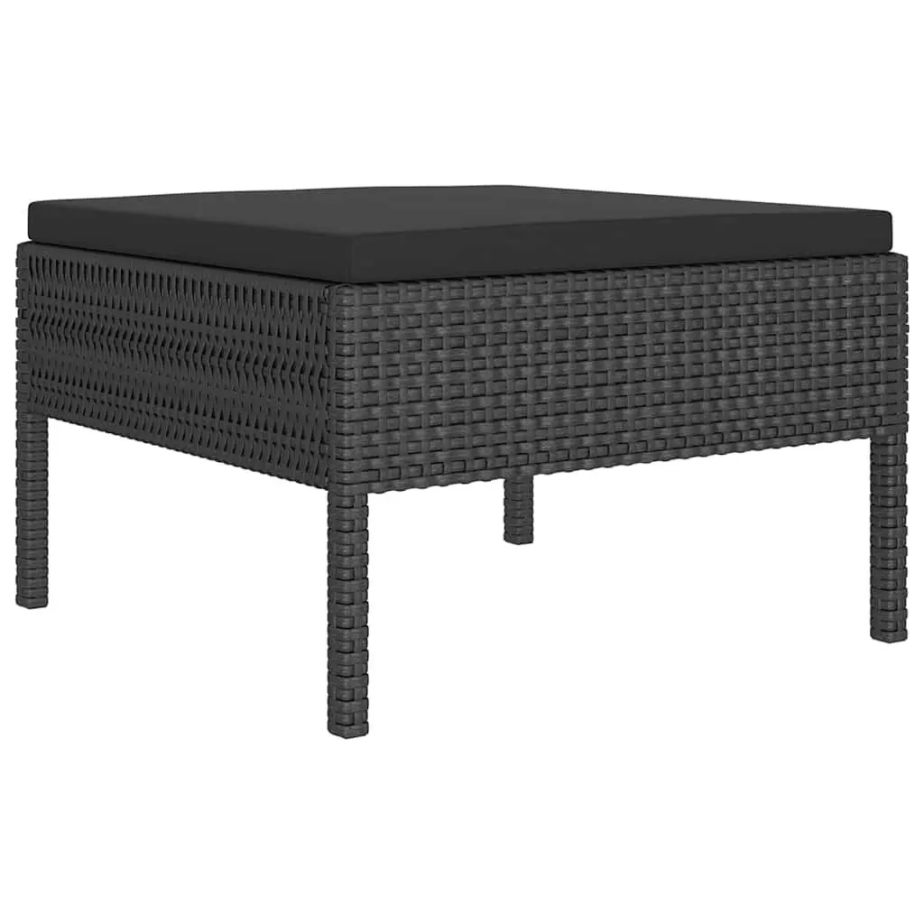 Garden Lounge Set 6 Piece Poly Rattan Outdoor Patio Furniture Black with
