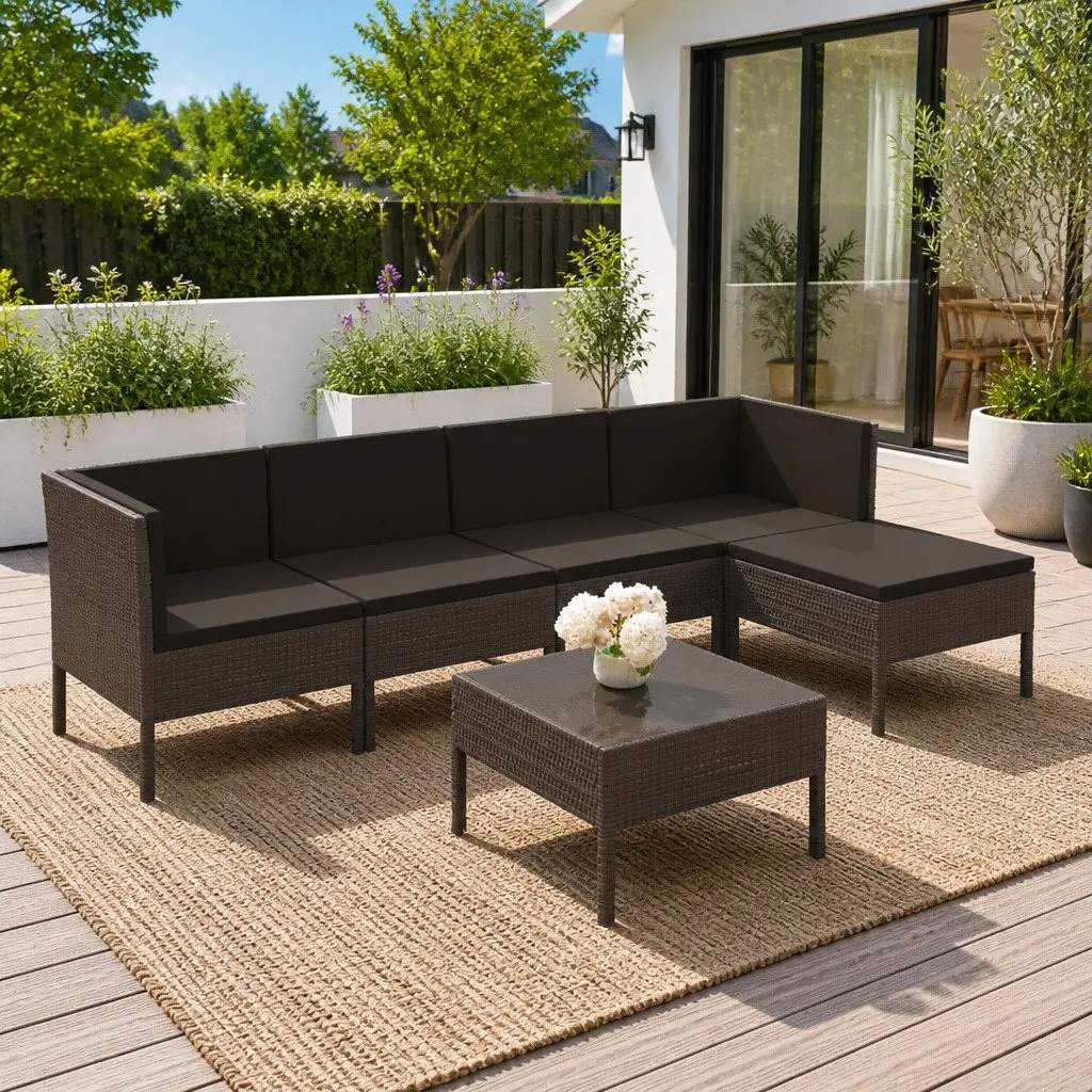 Garden Lounge Set Outdoor Furniture 6 Piece Grey with Cushions
