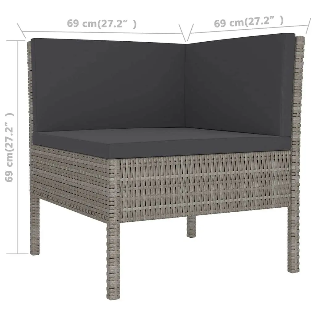 Garden Lounge Set Outdoor Furniture 6 Piece Grey with Cushions