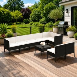 Specifications of 9-Piece Outdoor Lounge Set in Black