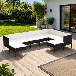 9-Piece Garden Lounge Set: Steel Frame and Cushions