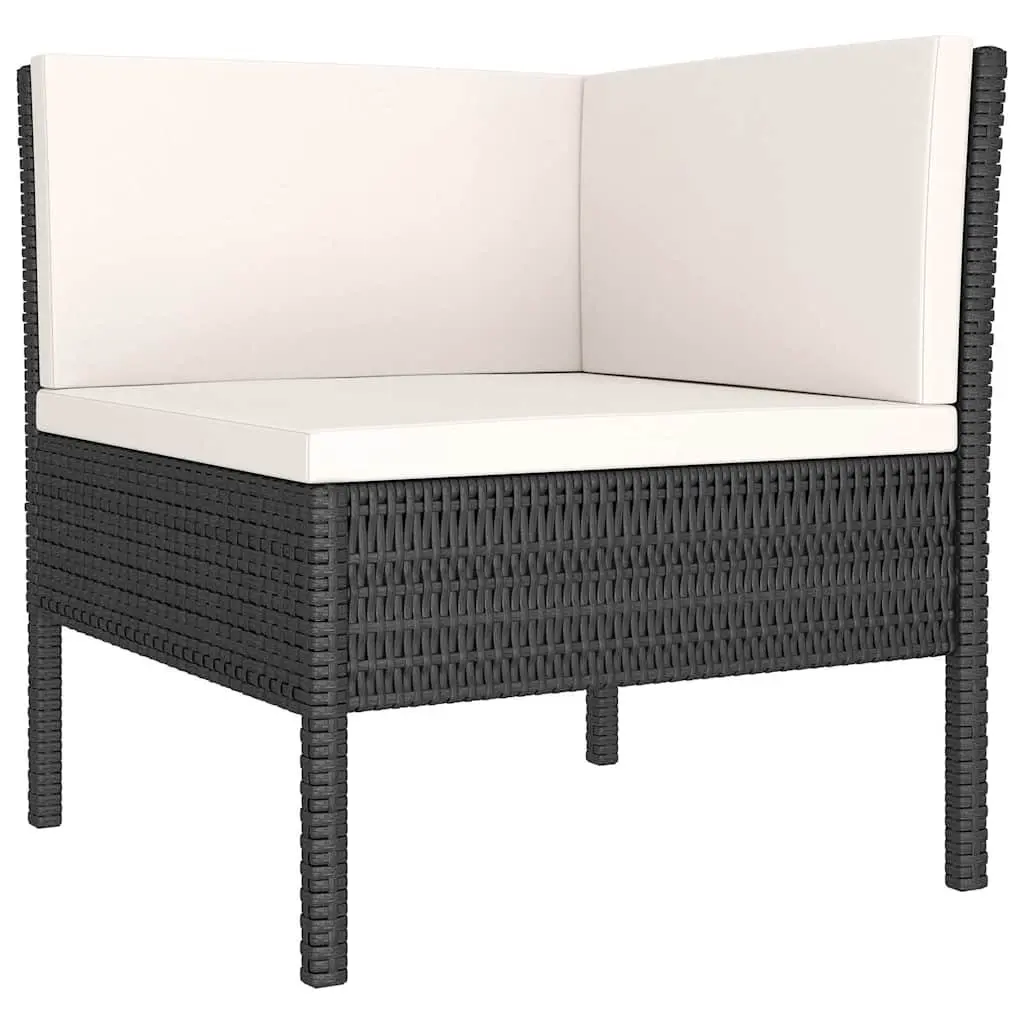 Garden Lounge Set Outdoor Use 9 Piece Poly Rattan Black Patio Cushions