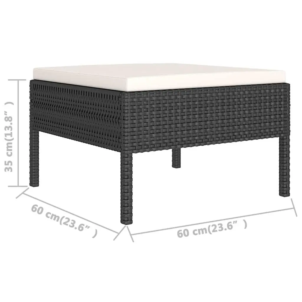 Garden Lounge Set Outdoor Use 9 Piece Poly Rattan Black Patio Cushions
