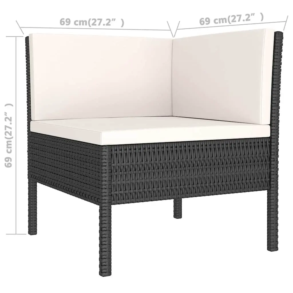 Garden Lounge Set Outdoor Use 9 Piece Poly Rattan Black Patio Cushions