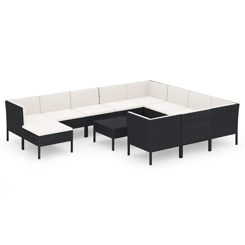 Garden Lounge Set Outdoor Furniture 12 Piece Black Cushions Patio