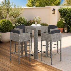 5 Piece Grey Bar Set - Durable Garden Furniture