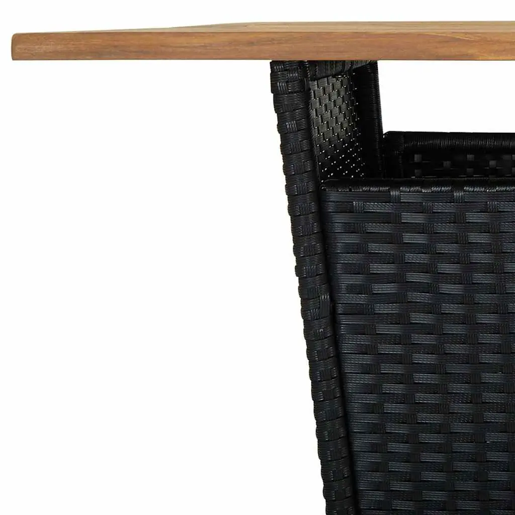 3 Piece Garden Bar Set with Cushions Poly Rattan Outdoor Bar Table Stools Black