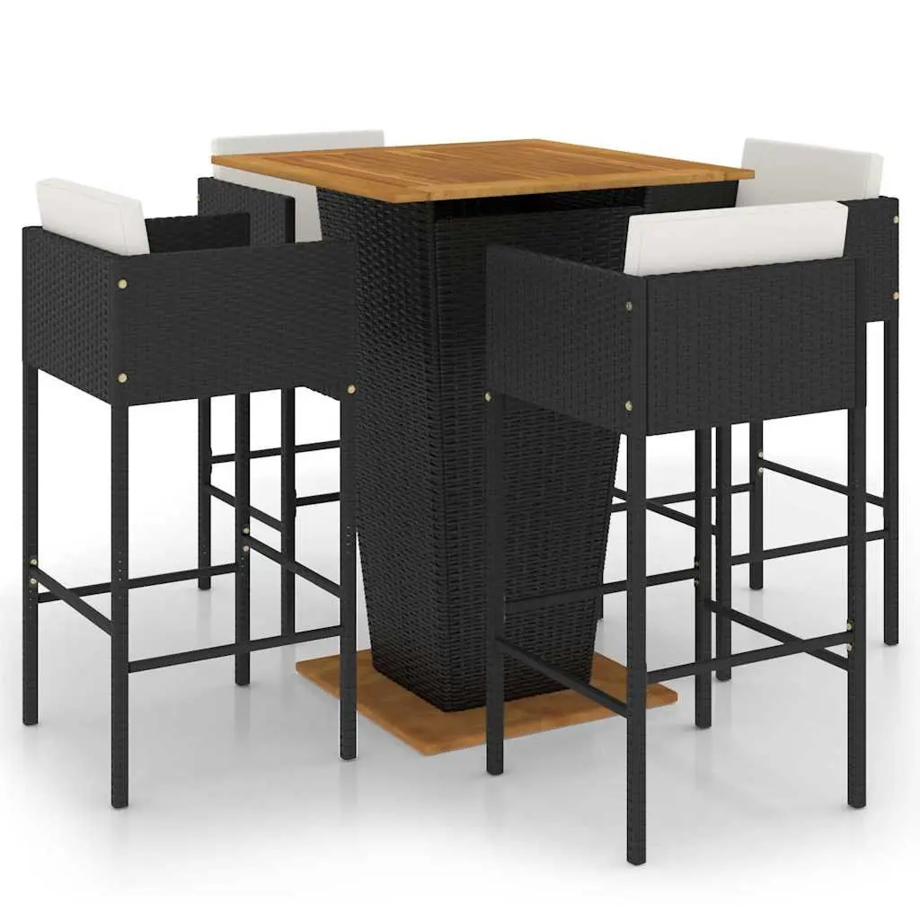 5 Piece Garden Bar Set Outdoor Patio Size Black