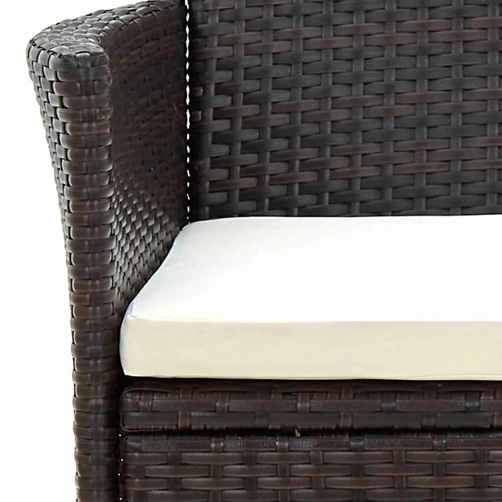 3 Piece Outdoor Dining Set for Garden Patio Brown Rattan Furniture Table Chairs
