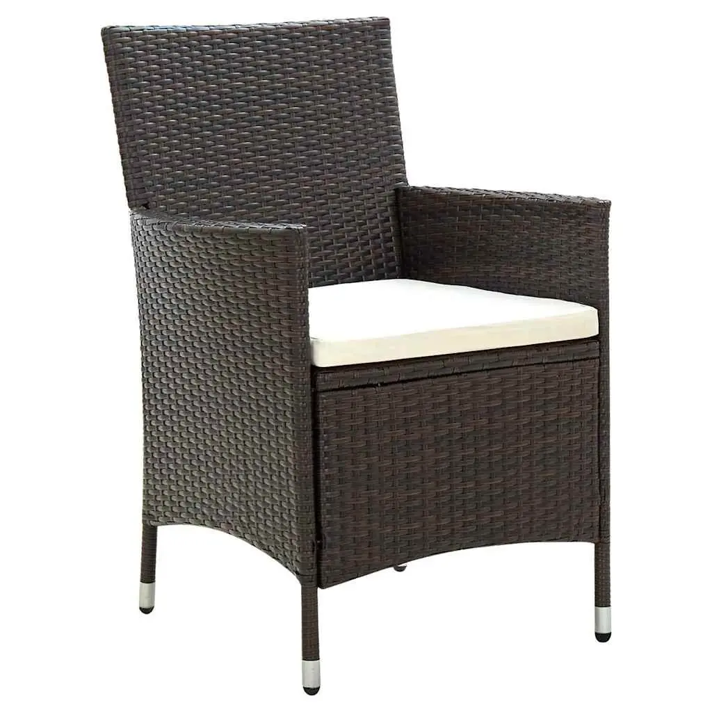 3 Piece Outdoor Dining Set for Garden Patio Brown Rattan Furniture Table Chairs