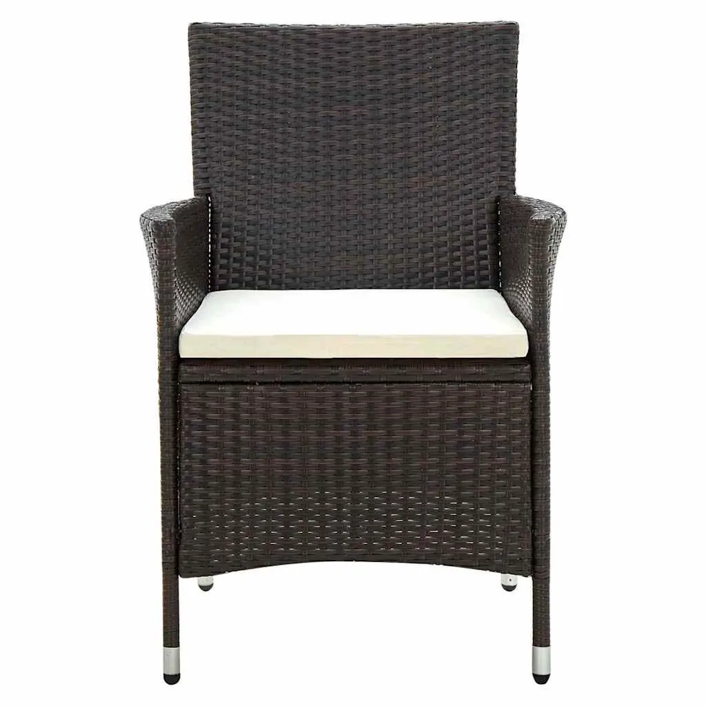 3 Piece Outdoor Dining Set for Garden Patio Brown Rattan Furniture Table Chairs