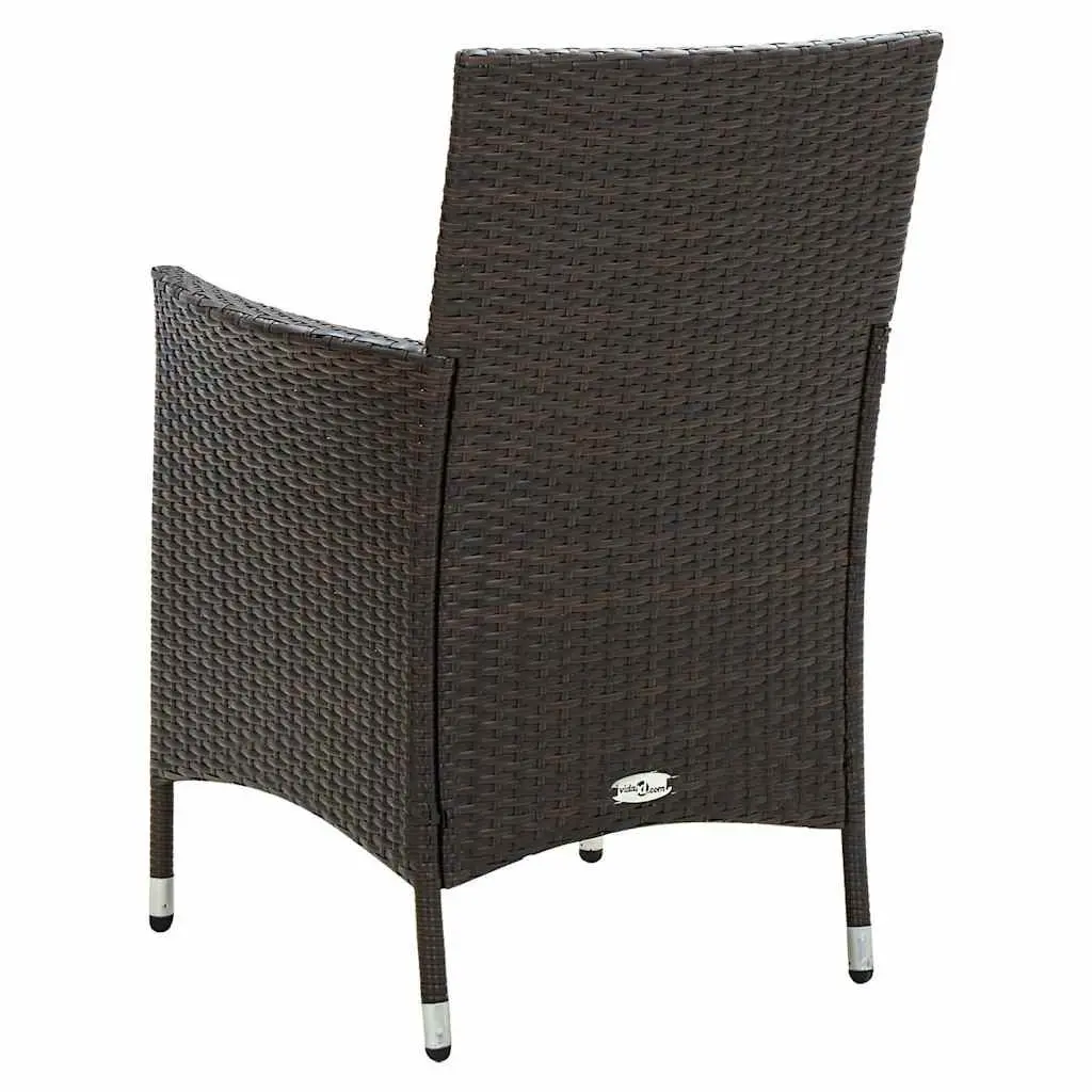 3 Piece Outdoor Dining Set for Garden Patio Brown Rattan Furniture Table Chairs