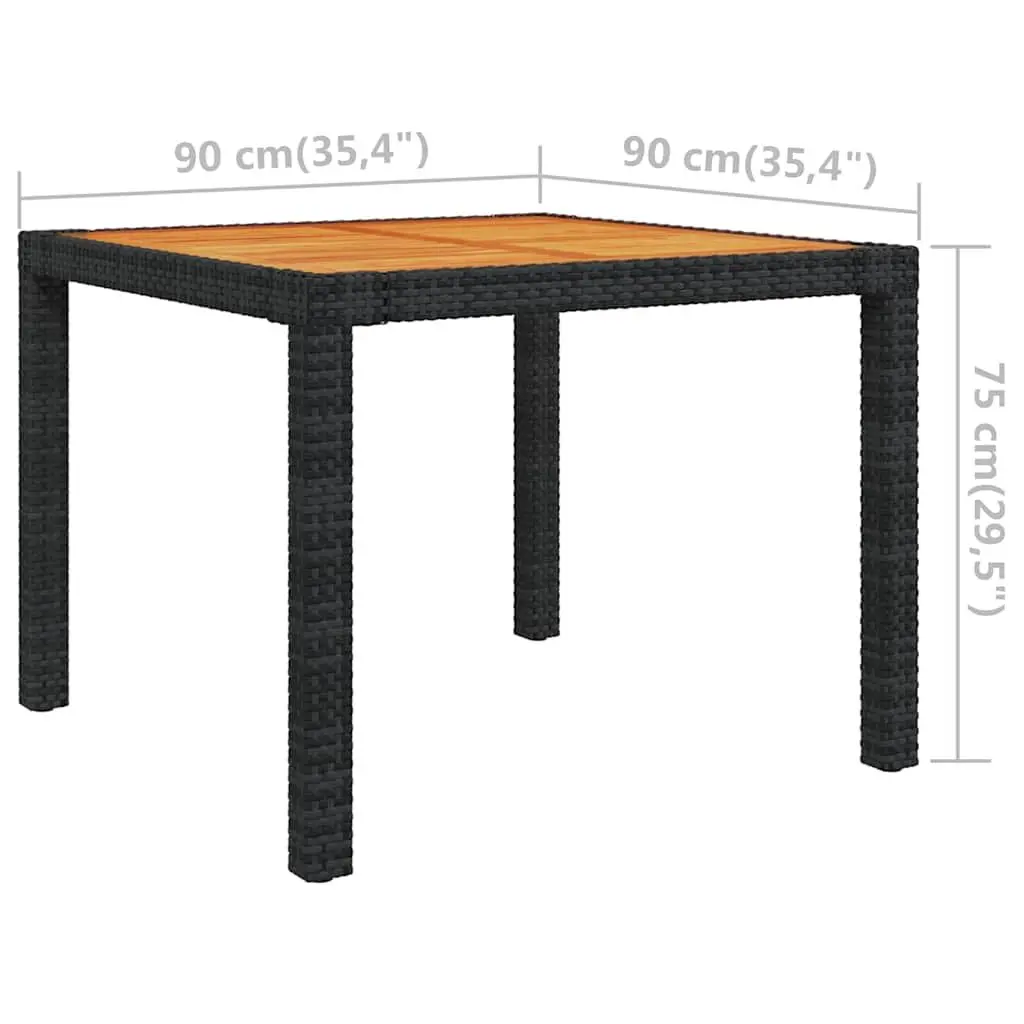 Outdoor Dining Set for Garden Patio 3 Piece Black Poly Rattan with Cushions