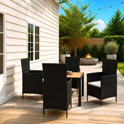 5-Piece Outdoor Dining Set: Steel Frame & Cushions Included