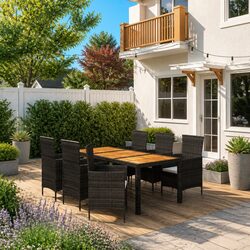 7 Piece Black Outdoor Dining Set - Durable Construction