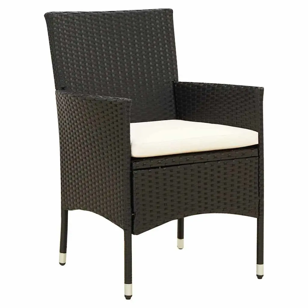 Outdoor Dining Set Garden Furniture 9 Piece Black Poly Rattan with Cushions