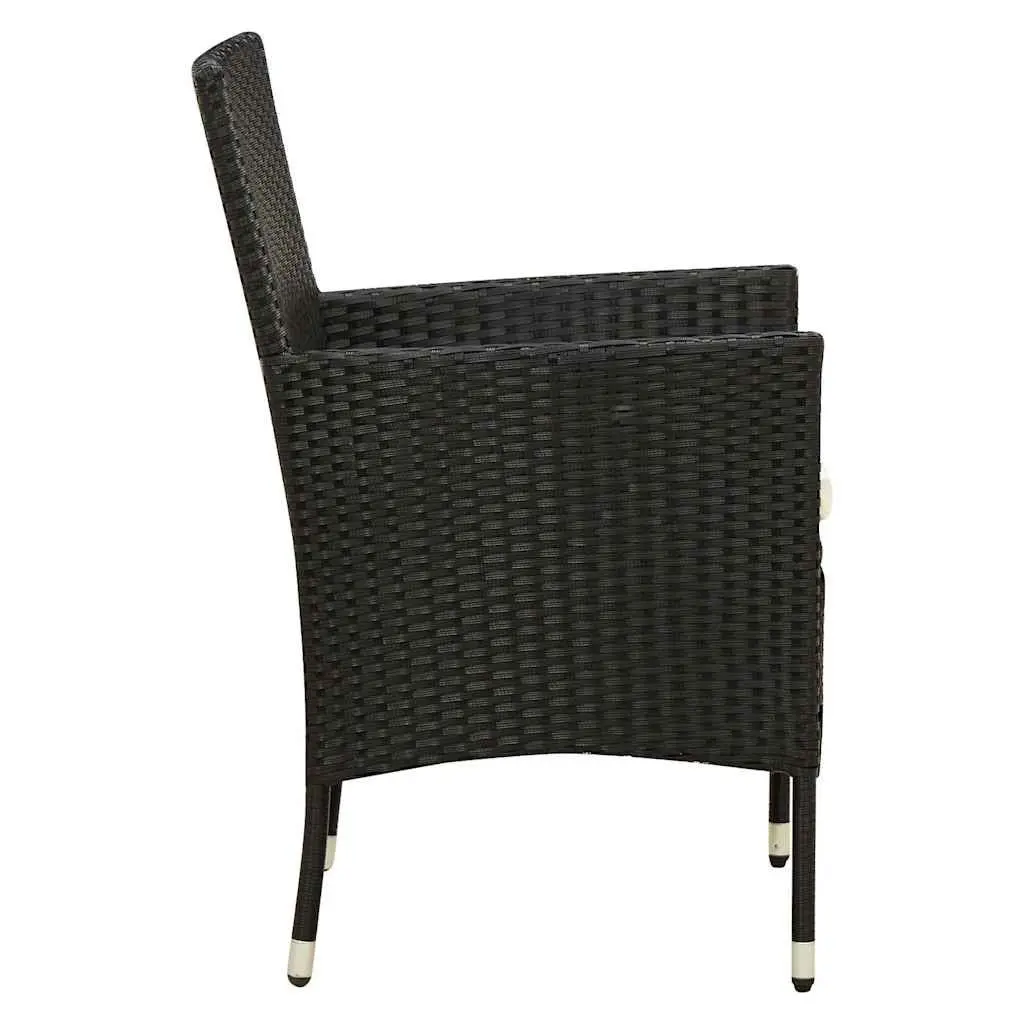 Outdoor Dining Set Garden Furniture 9 Piece Black Poly Rattan with Cushions