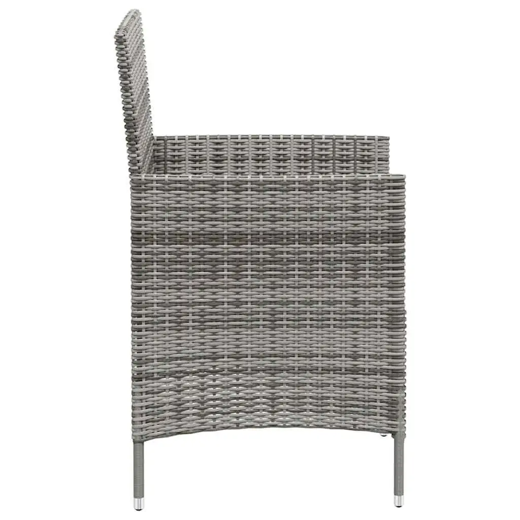 Outdoor Dining Set Garden Patio 3 Piece Grey Poly Rattan Furniture with Cushions