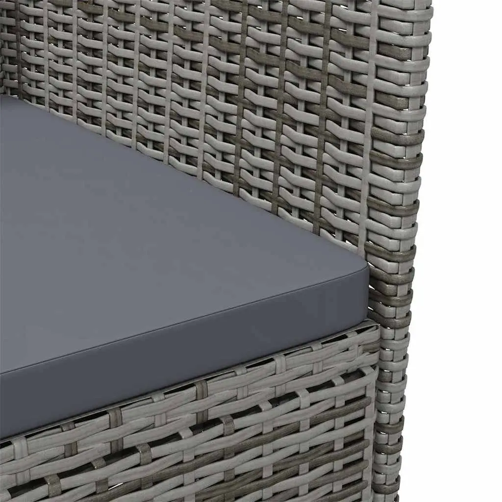 Outdoor Dining Set Garden Patio 3 Piece Grey Poly Rattan Furniture with Cushions