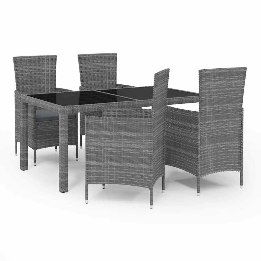 Outdoor Dining Set Garden Furniture 5 Piece Grey PE Rattan Steel Frame