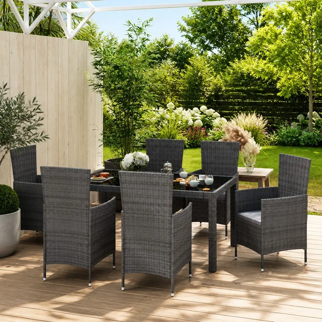 7 Piece Grey Outdoor Dining Set