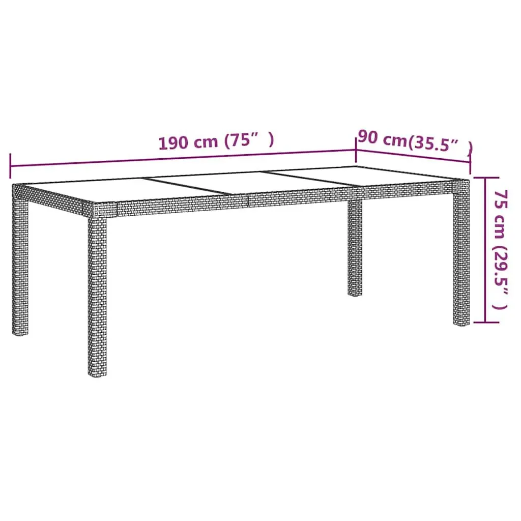 Outdoor Dining Set Garden Patio 7 Piece Grey Poly Rattan with Cushions