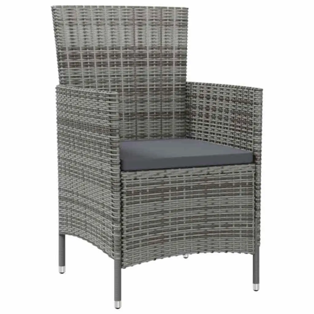 Outdoor Dining Set 9 Piece Grey Poly Rattan Patio Furniture Steel Frame