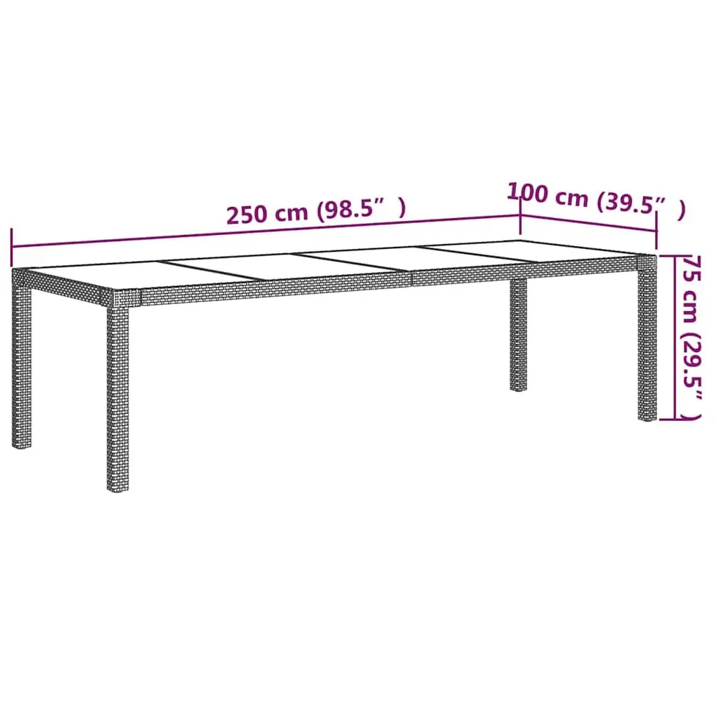 Outdoor Dining Set 9 Piece Grey Poly Rattan Patio Furniture Steel Frame
