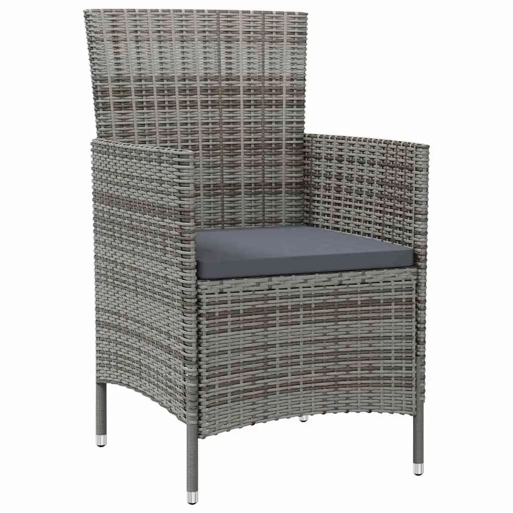 Outdoor Dining Set 7 Piece Garden Furniture PE Rattan Steel Frame Grey