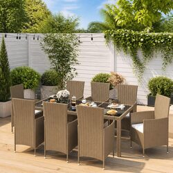 Detailed Specs of 9 Piece Beige Outdoor Dining Set