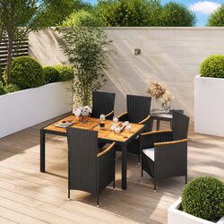 Specifications for the 5-Piece Black Rattan Outdoor Dining Set