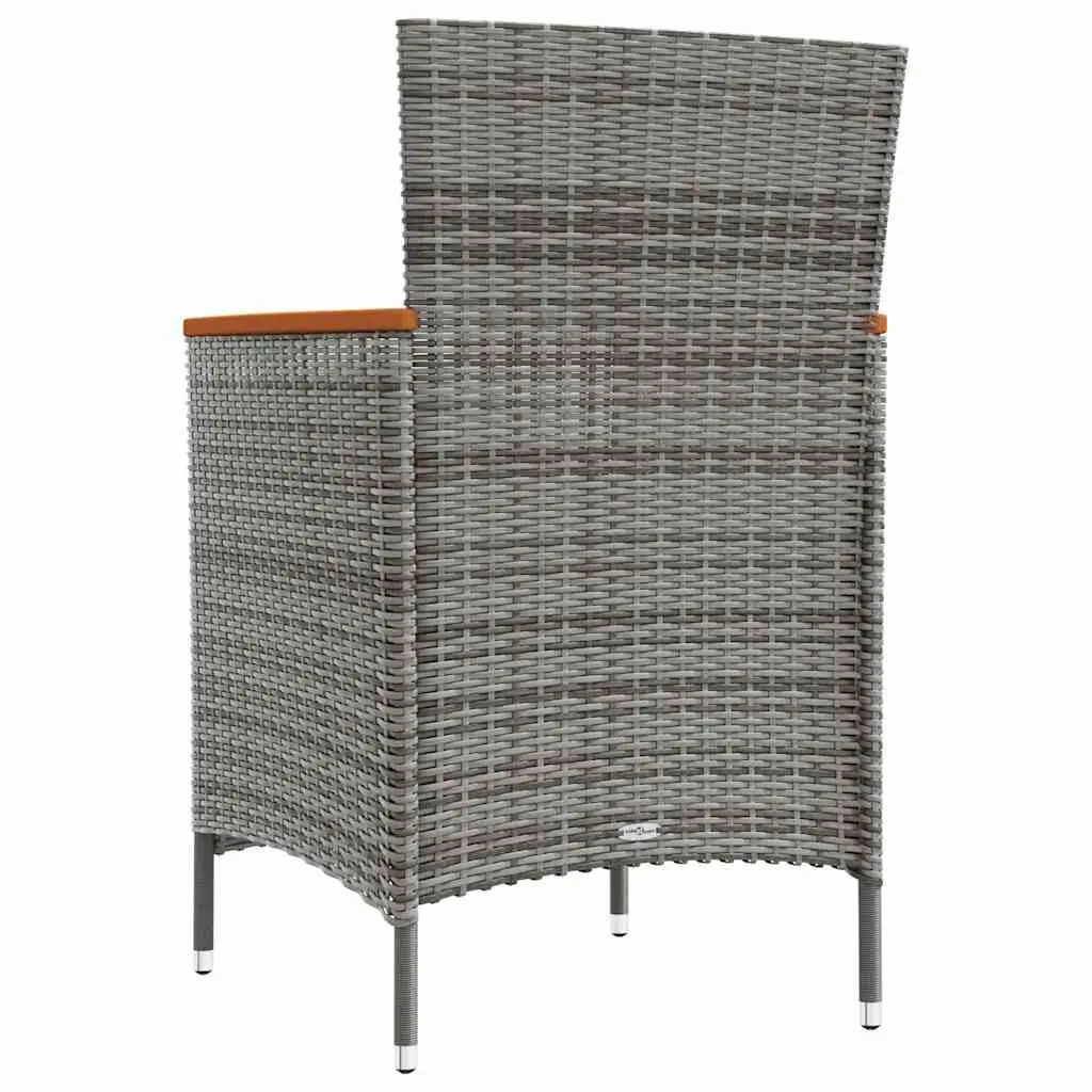 Outdoor Dining Set Garden Patio 3 Piece Grey Poly Rattan Furniture with Cushions