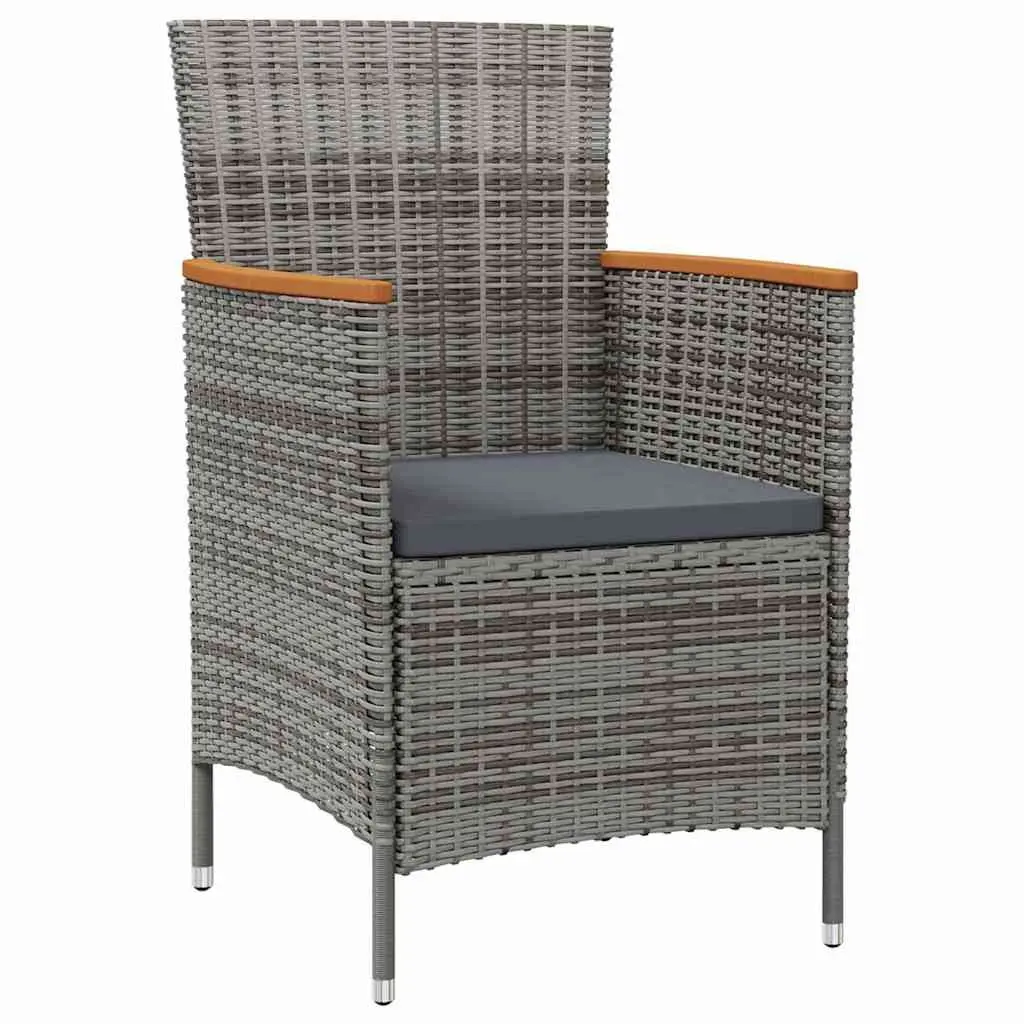 Grey Poly Rattan 5 Piece Outdoor Dining Furniture Set for Garden with Cushions